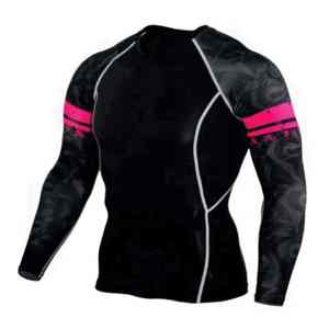 Chemises de compression pour hommes, écologiques, pour la gym et le fitness, en polyester et coton, séchage rapide, respirantes, manches longues, tailles et couleurs personnalisables - Product Image 3
