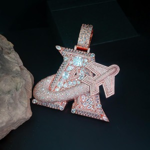 Colgante de Avión de Moissanita de Plata 925 para Hombre, con Pavé de Diamantes, Chapado en Rodio, Cadena de Lujo de Aviación en Oro Rosa, 28g - Product Image 1