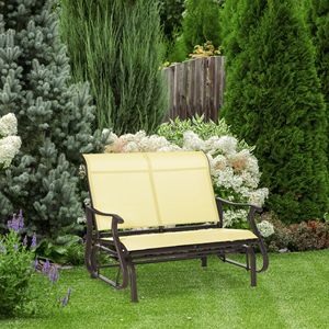 "Modern 2-Person Patio Mesh Glider <b>Swing</b> Chair with Steel <b>Frame</b> for Backyard" - Product Image 2