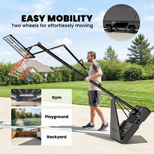 8-10ft Adjustable Portable Basketball Hoop 47 Inch Shatterproof Backboard Steel <b>Pole</b> Rim Action <b>Grip</b> Outdoor Adjustable - Product Image 6