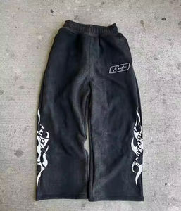 Pantalon de survêtement évasé délavé à l'acide personnalisé pour homme, 100 % coton épais, effet soleil délavé, bas de pantalon brut, style streetwear décontracté - Product Image 3