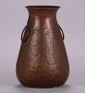 Vase de sol en cuivre martelé fait main - Contenant à fleurs en métal antique de luxe - Décoration de maison en cuivre de style marocain traditionnel - Product Image 1