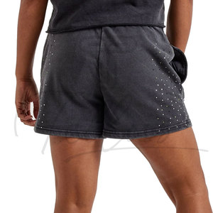 Shorts d'entraînement pour femmes en polaire respirant avec cordon de serrage, ornés de strass, de haute qualité et les plus vendus, en promotion - Product Image 4