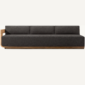 Sofá negro de madera de teca con espuma suave y duradera, apto para uso en interiores con un estilo moderno. - Product Image 2