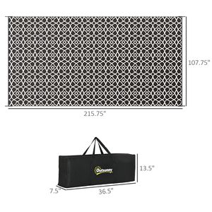 Outsunny Portable RV Camping <b>Carpet</b> 9' X 18' Reversible <b>Outdoor</b> Rug Waterproof Black White Clover Design Large Straw Floor Mat - Product Image 3