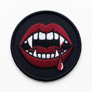Parches termoadhesivos personalizados de bordado a máquina con diseños de ataúd, cara de vampiro y círculos, para venta al por mayor de prendas de vestir, chaquetas y equipamiento de motociclistas - Product Image 2