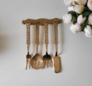 Juego de Cubiertos de Latón con Diseño de Bambú Vintage, Acabado de Alto Brillo, Resistente al Óxido, Vajilla para Bodas - Product Image 2