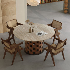Mesa de Comedor Rectangular Moderna y Ecológica Daystar Trade con Cubierta de Madera de Nogal y Base de Acero Inoxidable |   Muebles para el Hogar de 4 Plazas - Product Image 2