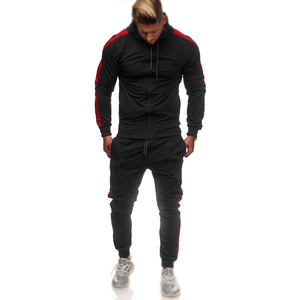 ชุดเซ็ตแทรคสูทสตรีทแวร์ลายทางสำหรับผู้ชาย สไตล์วินเทจ ล้างสีแบบแอซิดวอช เสื้อสเวตเชิ้ต กางเกงสเวตแพนท์ขายาว ชุดออกกำลังกายสำหรับฤดูใบไม้ผลิและฤดูใบไม้ร่วง - Product Image 1