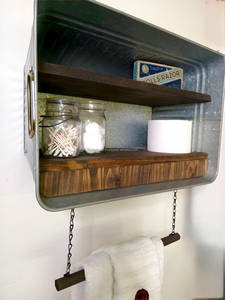 Customised Vintage Farmhouse Rustic Decor Galvanized Metal Washtub <b>Shelf</b> Storage Rack Hot Direct Factory <b>Wall</b>-Mounted Holder - Product Image 3
