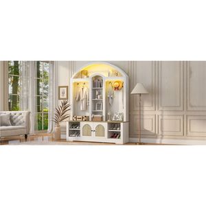 Armadio Multifunzionale per Ingresso con Portascarpe, Appendiabiti e Ganci a Muro in Materiale Resistente - Product Image 5