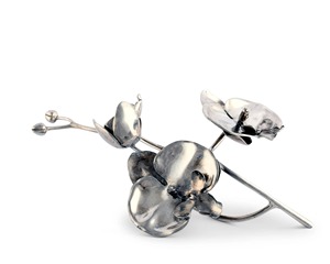 Décoration de table florale tropicale – Support de serviettes de luxe artisanal en forme de branche d'orchidée argentée – Accessoires de salle à manger - Product Image 2