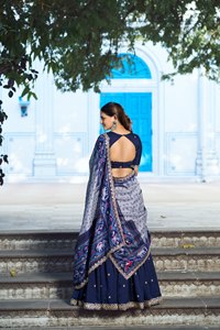 Exclusive Latest Indian Designer Wedding Wear Georgette Dark blue Lehenga Choli With Embroidery Sequence Work at Wholesale Rate - Product Image 2