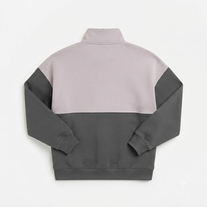 Custom Logo Color <b>Block</b> Quarter Zip Sweatshirt Women Oversized Kangaroo Pocket Streetwear Hoodies Towel Patch Applique Supplier - Product Image 5
