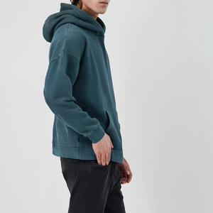 เสื้อฮู้ดผู้ชายสีฟ้าอมเขียว ผ้าฝ้ายฟลีซ ทรงปกติ สวมใส่สบาย มีกระเป๋าจิงโจ้ เหมาะสำหรับใส่ในฤดูใบไม้ร่วง - Product Image 5