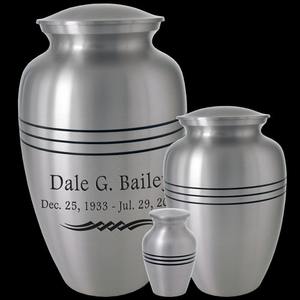 Urnas funerarias tradicionales de peltre al por mayor en 3 tamaños: adulto, mediano y para recuerdo. Recipientes para cenizas. - Product Image 1
