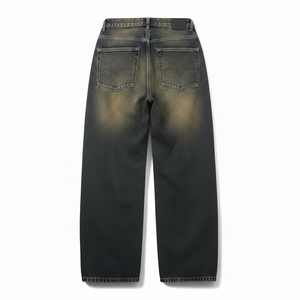 Men's High Waist Stonewashed Wide Leg Denim <b>Jeans</b> Breathable Casual Loose Fit Cotton Pants Autumn Style <b>Button</b> <b>Fly</b> - Product Image 3