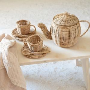 Meilleur choix d'accessoires de jouets pour enfants théière en rotin pour enfants ensemble de théière et de tasses pour les petits enfants - Product Image 4