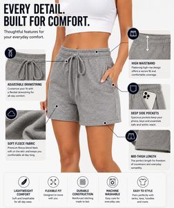 Shorts en molleton de coton pour femmes, style streetwear, taille élastique, coupe coupe-vent, style français, vente en gros - Product Image 3