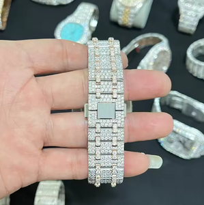Reloj de Pulsera de Cuero Automático para Hombre con Moissanita de Lujo en Oferta, con Esfera de Agujas y Caja de Acero Inoxidable, Estilo Hip Hop - Product Image 4