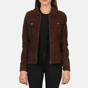 New Women's Brown <b>Suede</b> Panel Bomber <b>Jacket</b> High Quality Leather <b>Suede</b> Biker <b>Jacket</b> rugged soft <b>suede</b> leather <b>jacket</b> for women - Product Image 1