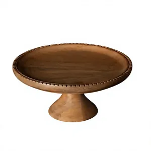 Eco Friendly Acacia Wood Cake Pedestal <b>Stand</b> Rustic Scalloped <b>Wooden</b> Dessert Server <b>Cupcake</b> Display <b>Stand</b> for Parties Weddings - Product Image 5