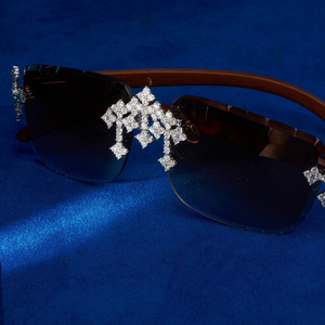 Rimless Square <b>Sunglasses</b> UV400 Protection Durable Fashion Eyewear Diamond Cut Edge Statement <b>Shades</b> Outdoor Street Wear Silver - Product Image 4