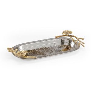 Luxury Round Antique <b>Gold</b> Metal <b>Serving</b> <b>Tray</b> with Handles Decorative Coffee Table Vanity <b>Serving</b> Platter for Home Hotel - Product Image 2