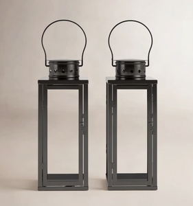 Wholesale Black Metal Hexagon Shape Handmade Candle <b>Lantern</b> Glass Panel Hanging <b>Hurricane</b> Lamp Vintage Decorative Candle Holder - Product Image 3