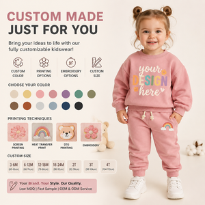 Conjunto de Sudadera Personalizada para Bebés Niños y Niñas, Chándal de Algodón para Niños, Ropa Suave para Niños Pequeños, Conjunto de 2 Piezas, Fabricante Mayorista - Product Image 3