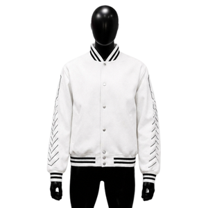 HIGH QUALITY <b>WHITE</b> VARSITY <b>JACKET</b> Button Closure Casual Autumn Wear MODERN STREET STYLE COMFORT FIT VARSITY CLASSIC SPORTS BUTTO - Product Image 1