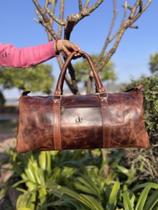 Crunch Leather <b>Luggage</b> Bags Unique Designer Multi Uses Handmade Bag Unisex Travel Bag <b>Big</b> Size Multi Use Fashionable Duffel Bag - Product Image 3