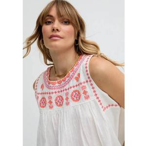 Printed Tie Neck Long Sleeve Casual Women's Top in 100% Cotton - Product Image 1