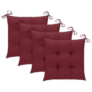 Ensemble de 4 chaises de jardin en bois naturel et rouge vin - Product Image 4