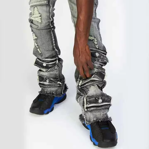 Jeans de Mezclilla Elásticos de Diseño Recto para Hombre, Lavado de Color Otoño-Invierno, Casuales, 100% Algodón - Product Image 4