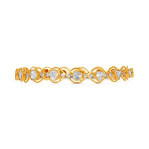 Bracelet entrelacé en or jaune 14 carats avec diamants de laboratoire Diamond Dance, design halo classique, boucle luxueuse, éclat lumineux. - Product Image 1