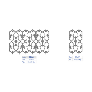 Section de balustrade en aluminium à treillis cathédral, insert d'extrémité de clôture cintrée en fonte, garde-corps de villa de luxe, rosette, lanterneau latéral, balustre - Product Image 1