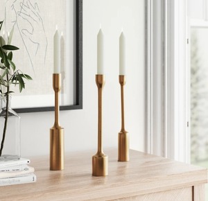 <b>Brass</b> <b>Candlestick</b> <b>Holder</b> Set of 3 Cylindrical Home Decoration Durable Vintage Style At Cheap Price - Product Image 4