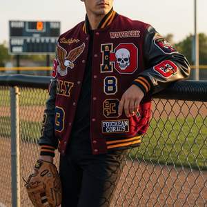 Precio bajo, la mejor calidad, chaqueta con letras, estilo único, chaqueta con letras, chaqueta con letras personalizada - Product Image 1