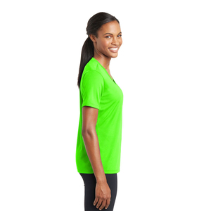 Camiseta de Punto de Manga Corta con Cuello en V para Mujer, Impresión Personalizada al por Mayor, 100% Algodón, Teñido Liso Comprimido, Servicio OEM - Product Image 3