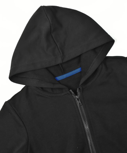 Black Baby Hooded Sweatshirt Winter Children Casual Breathable 50% Polyester Plain Dyed Knitted Fabric Regular Unlined Sleeve - Product Image 4