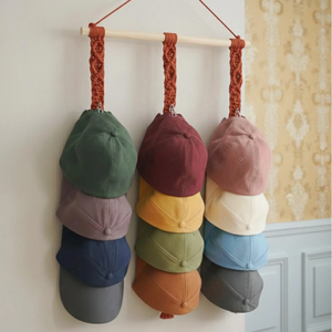 JNC Macrame Vintage Rectangle <b>Wall</b> <b>Mounted</b> Hook-Type Hat <b>Rack</b> Three Layer Cap Organizer Multifunction Storage Holder Baseball - Product Image 2