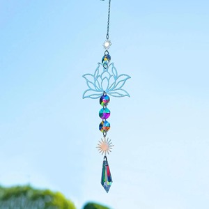 Lotus Shape Metal And Crystal Catcher Sun Catcher For Home Garden <b>Window</b> Decor Elegant Spiritual <b>Light</b> Catching Art Gift Item - Product Image 3