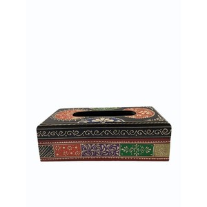ที่ใส่กระดาษทิชชูไม้กระถินณรงค์ลายดอกไม้หลากสี วาดด้วยมือ - ขายส่ง - Product Image 4