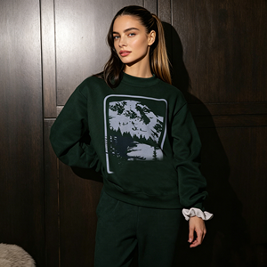 Sudadera Larga con Capucha Verde para Mujer, Estilo Y2K, con Estampado de Letras, Corte Regular, Tejido de Algodón, Manga Larga, Invierno, Logotipo Frontal - Product Image 1