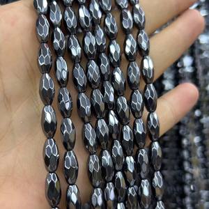 Cuentas facetadas de hematita, piedras preciosas naturales ovaladas, hilo de cuentas para la fabricación de joyas y manualidades DIY. - Product Image 2