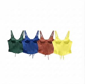 Manufacturer DROGEN EXPORT Women Casual Short Satin Corset Camis Custom Color 100% Polyester <b>Lace</b> Square <b>Collar</b> Wholesale - Product Image 1