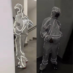 ชุดเสื้อแจ็คเก็ตกันลมแบบสะท้อนแสงพร้อมแถบสะท้อนแสงสำหรับผู้ชาย รุ่น 3M พร้อมเสื้อแจ็คเก็ตและกางเกงกีฬาแบบตาข่าย 2 ชิ้น - Product Image 2