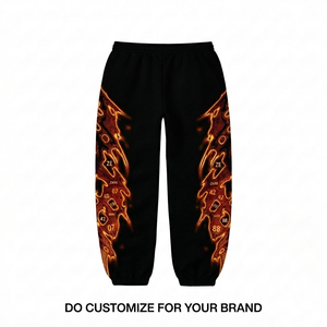 Pantalon de jogging en twill de coton et polyester 400 GSM, noir, séchage rapide, respirant, écologique, plissé à l'avant, fermeture à cordon, léger - Product Image 2