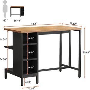 Kitchen Island and Bar Table with 5 Open Storage <b>Shelves</b> and Large Worktop Kitchen Islands & Carts Product - Product Image 4
